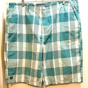 Micros Teal and White Plaid Men's Shorts